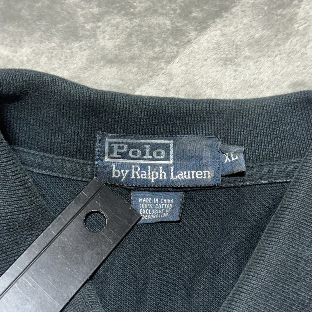 Polo Ralph Lauren Triple Pony Shirt‎ Men XL Black Custom Fit Multi Color Logo